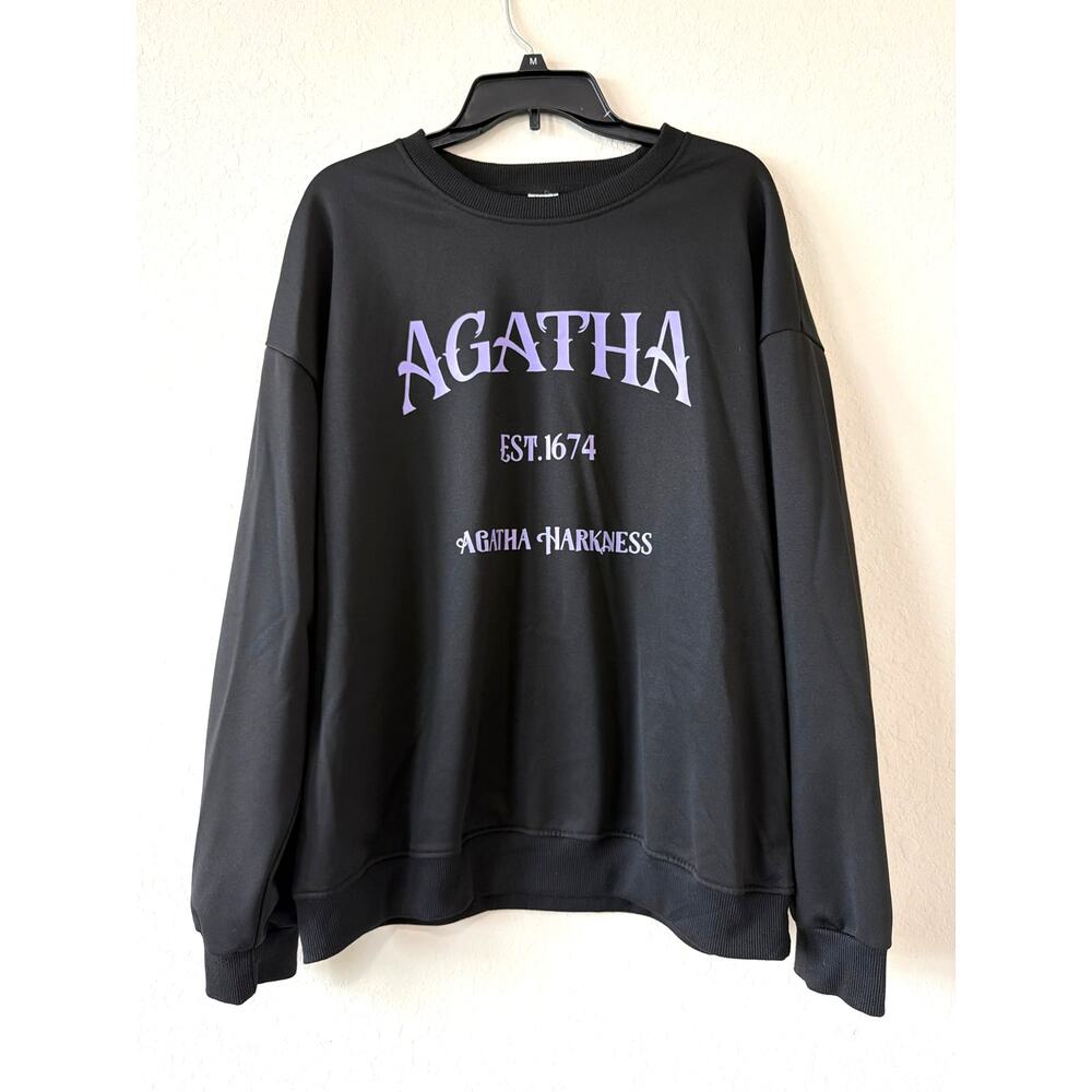 Marvel Agatha Down The Road Oversized Sweatshirt Black Purple graphic Women's XL